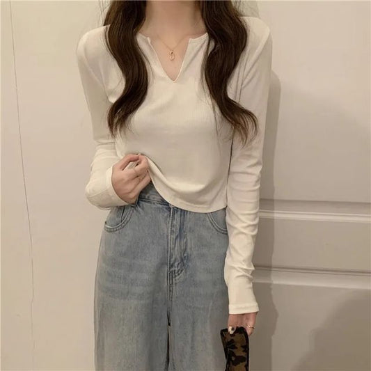 T-Shirt Neck Long-Sleeve Notch Plain