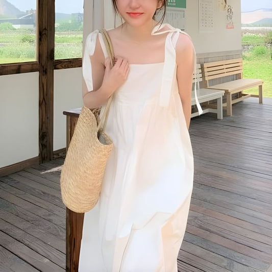 Strap Midi Sundress Plain Spaghetti