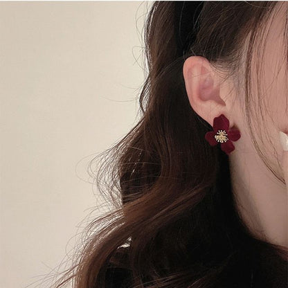 Alloy Earring Flocking Flower