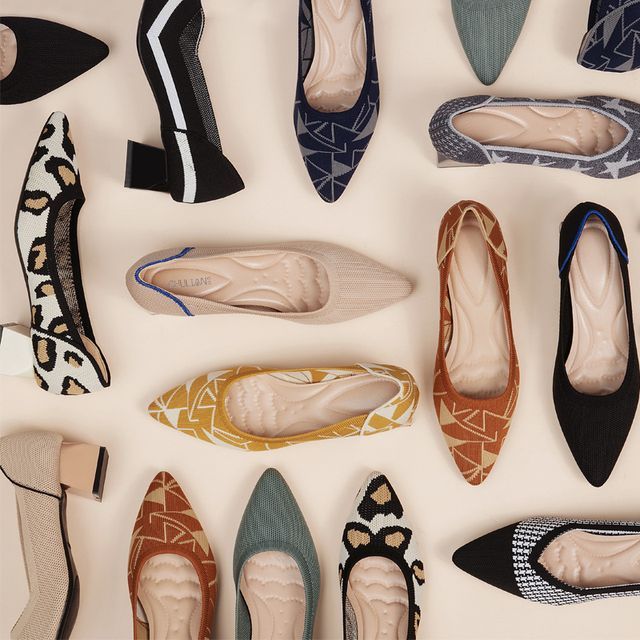 Wholesale Sample Block-Heel Pointed Knit Pumps