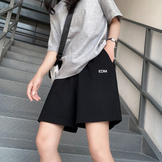 High Shorts Letter Waist Embroidered