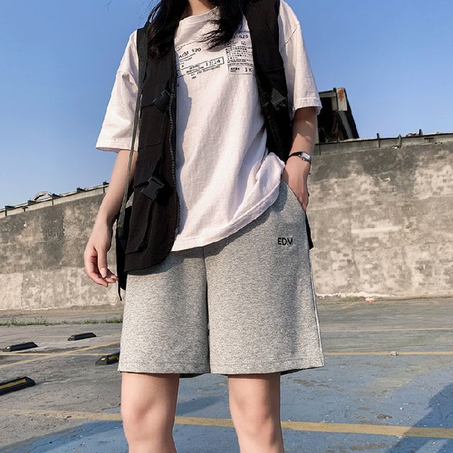 High Shorts Letter Waist Embroidered