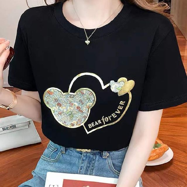 Print Crew Tee Neck Bear Short-Sleeve