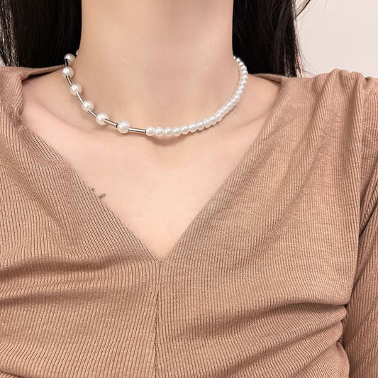 Choker Faux Alloy Pearl