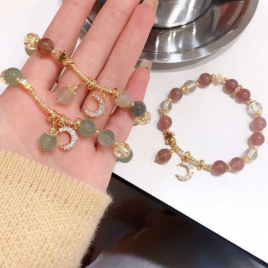 Sample Rhinestone Moon Charm Faux Crystal Bracelet