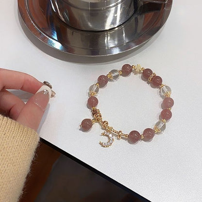 Sample Rhinestone Moon Charm Faux Crystal Bracelet