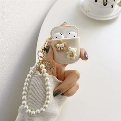 Sample Floral Bear Faux Pearl Chain AirPods / Pro Earphone Case Skin