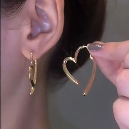 Earring Heart Through Alloy