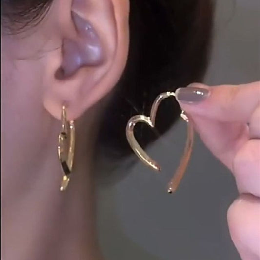 Earring Heart Through Alloy