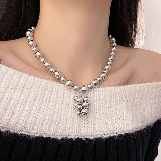 Alloy Bead Choker Pendant