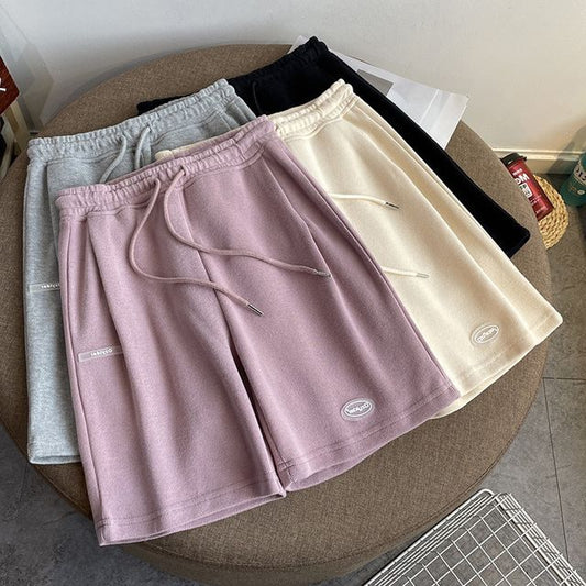 Lettering Waist Shorts Drawstring