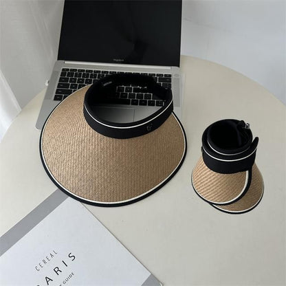 Hat Piped Straw Sun
