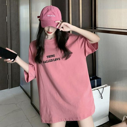Lettering Tee Short-Sleeve Neck Round