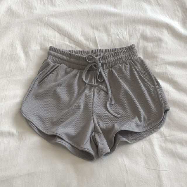 Drawstring Waist Plain Sweat Shorts
