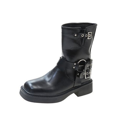 Boots Heel Chunky Buckled Short