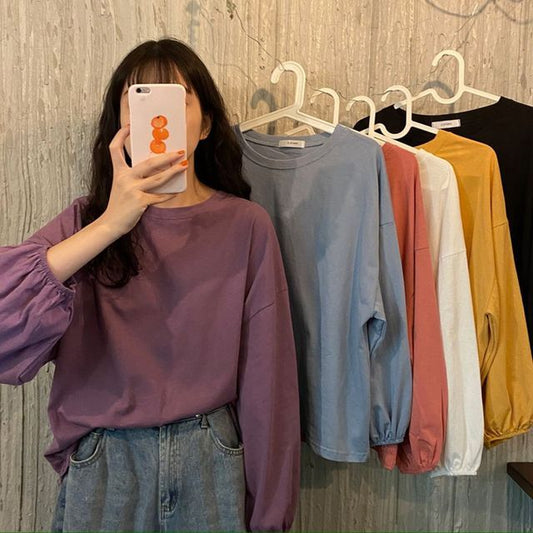 Plain Round Sleeve Neck Balloon Tee