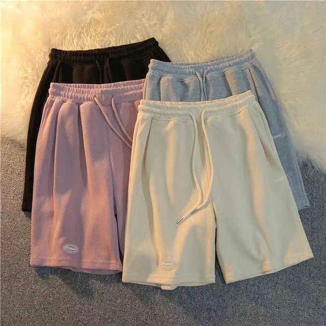 Waist Plain Sweat Shorts Drawstring