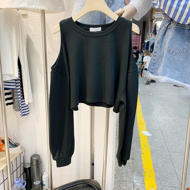 Cold Plain Crop Tee Long-Sleeve Shoulder