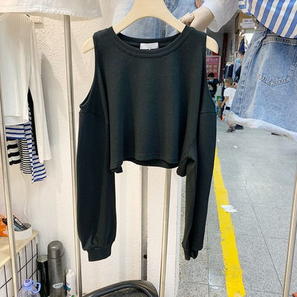 Cold Plain Crop Tee Long-Sleeve Shoulder