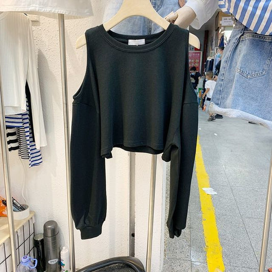 Cold Plain Crop Tee Long-Sleeve Shoulder