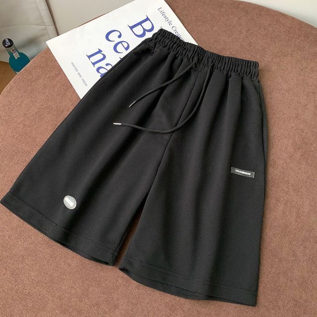 Waist Plain Sweat Shorts Drawstring