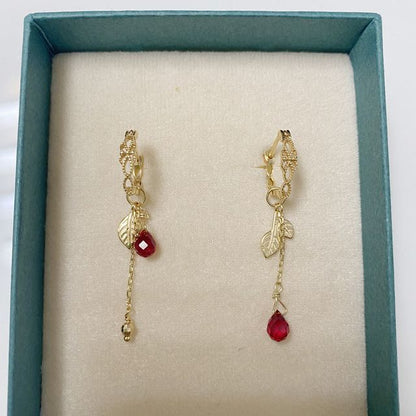 Sample Leaf Agate Asymmetrical Alloy Drop Earring (various designs)