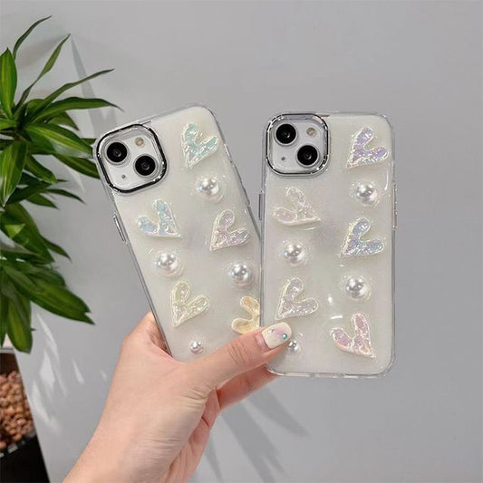 Heart Faux Pearl Phone Case