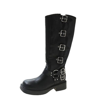 Knee Multi-Buckle Boots Platform High