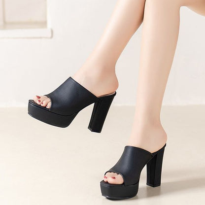 Heel Sandals Chunky Platform Slide
