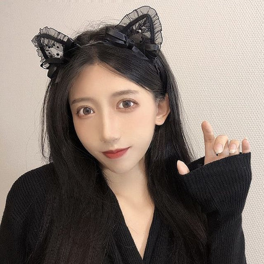 Lace Ear Headband Cat