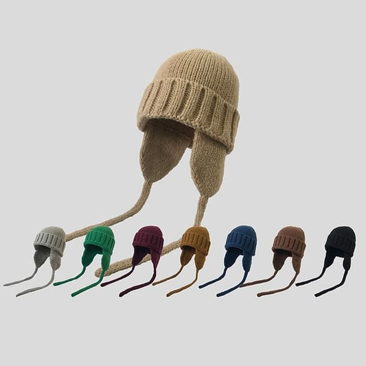 Plain with Beanie Ear Knit Flap