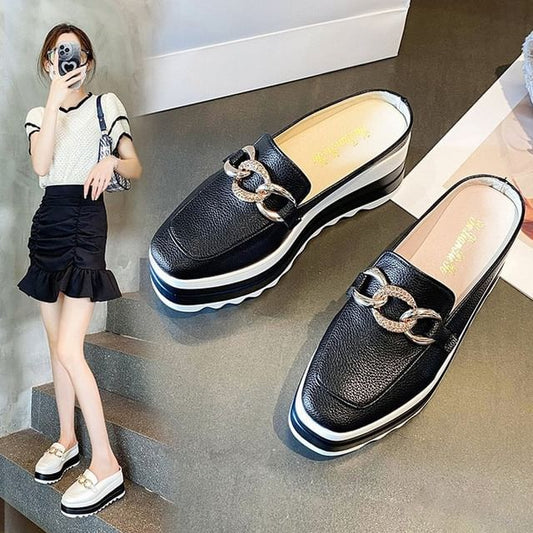 Platform Detail Mules Chain Loafer