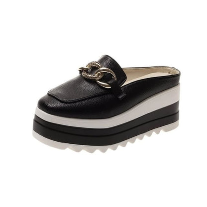Platform Detail Mules Chain Loafer