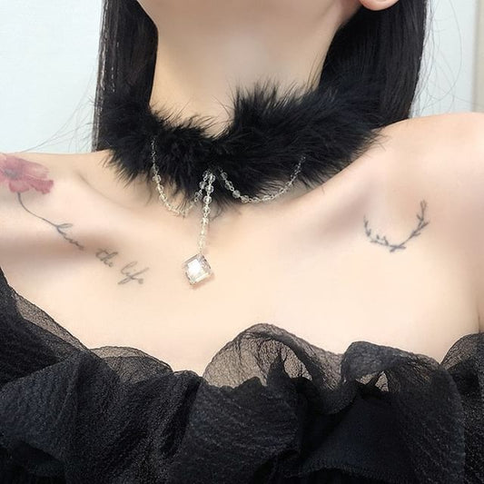 Wholesale SampleFaux Crystal Pendant Chenille Choker