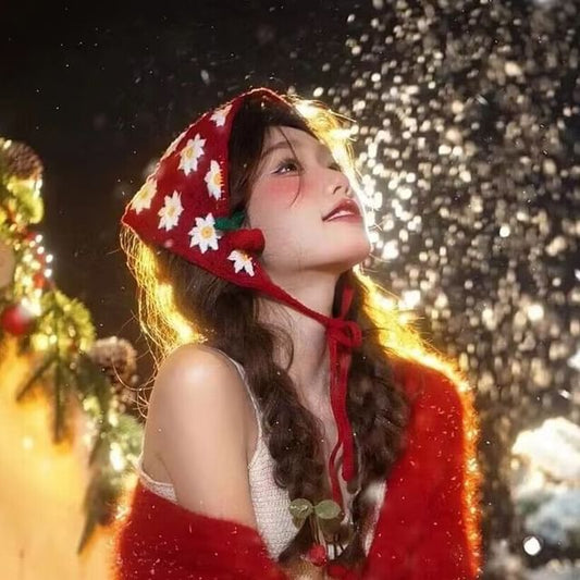 Christmas Triangle Floral Headband Knit