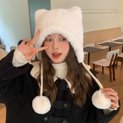 Sample Bear Ear Pom Pom Chenille Hat