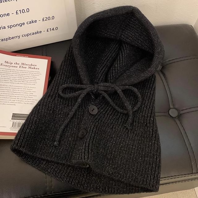 Plain Buttoned Balaclava Knit