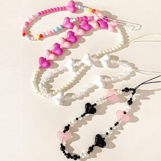 Strap Phone Heart Bead