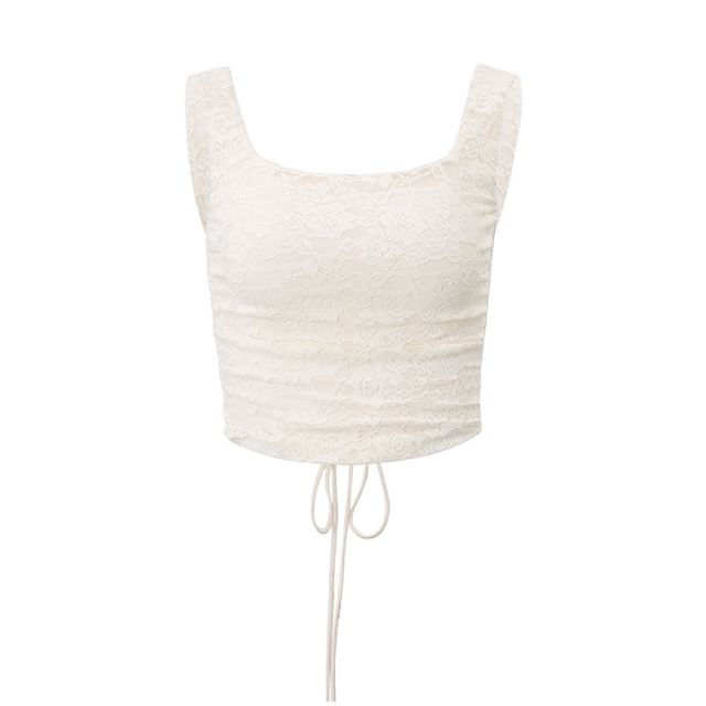 Skirt Top / Plain Lace Neck Tank Maxi High Crop Square Waist Mermaid