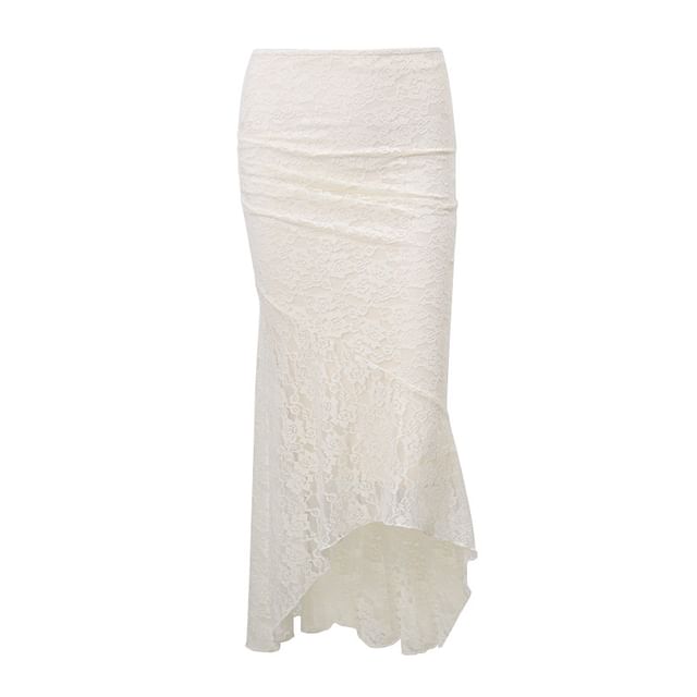 Skirt Top / Plain Lace Neck Tank Maxi High Crop Square Waist Mermaid