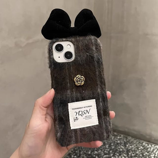 Phone Floral Bow Chenille Case