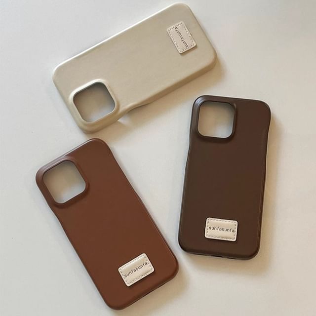Applique Lettering Case Faux Phone Leather
