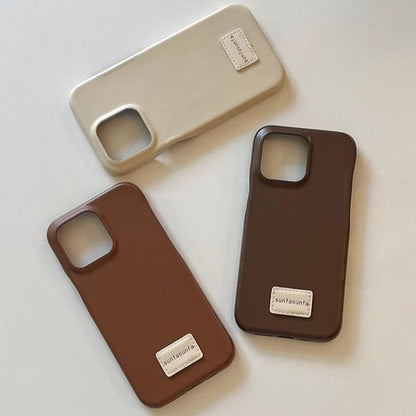 Applique Lettering Case Faux Phone Leather