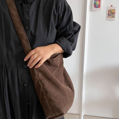 Corduroy Plain Bag Crossbody