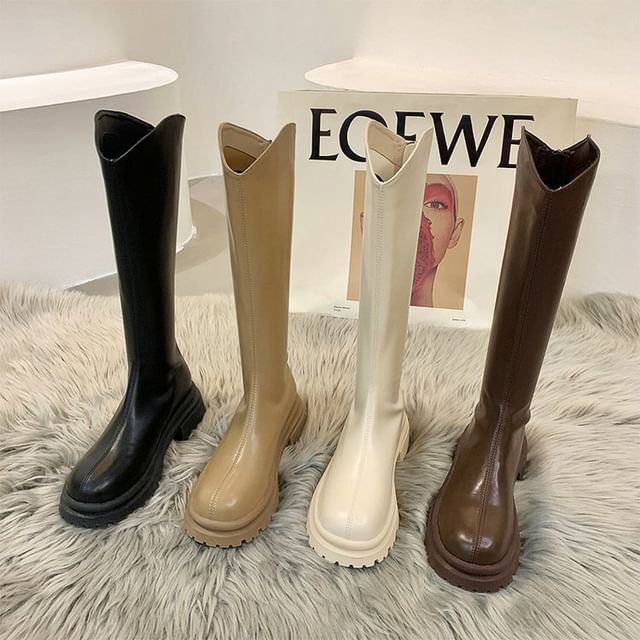 Plain Platform Tall Boots