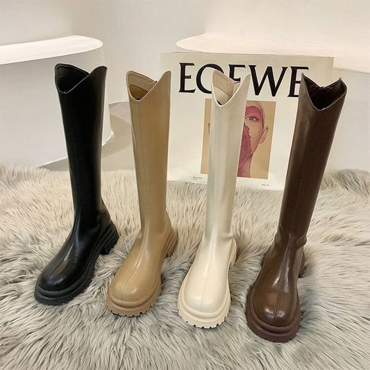 Plain Platform Tall Boots