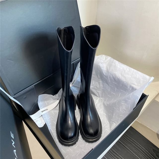 Plain Platform Tall Boots
