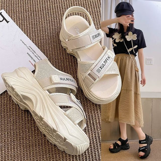 Lettering Strap Adhesive Sandals