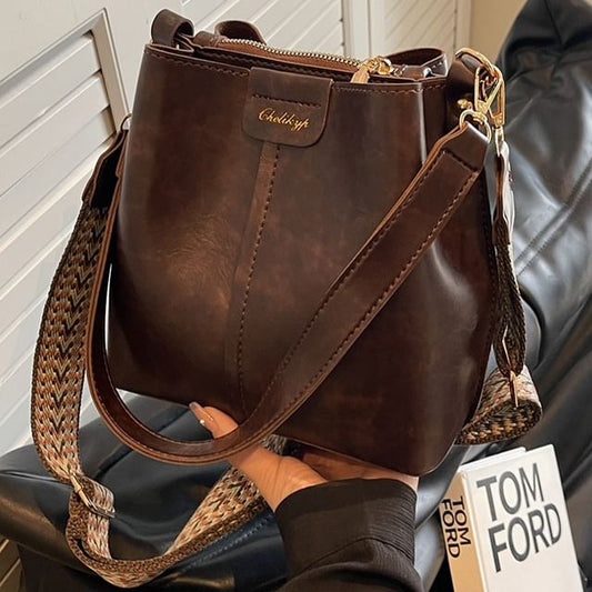 Faux Bucket Leather Bag