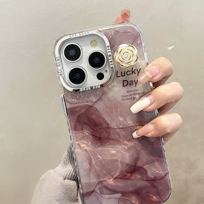 Marble Print Floral Case Phone